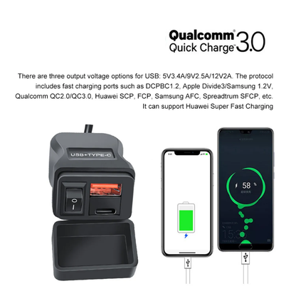 QCPD Bärbar Telefonladdare Vattentät Dubbelport TYPE-C USB