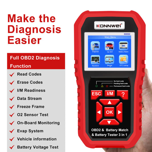 Premium OBD2 Scanner Konnwei KW880 – 3 i 1 Diagnosverktyg