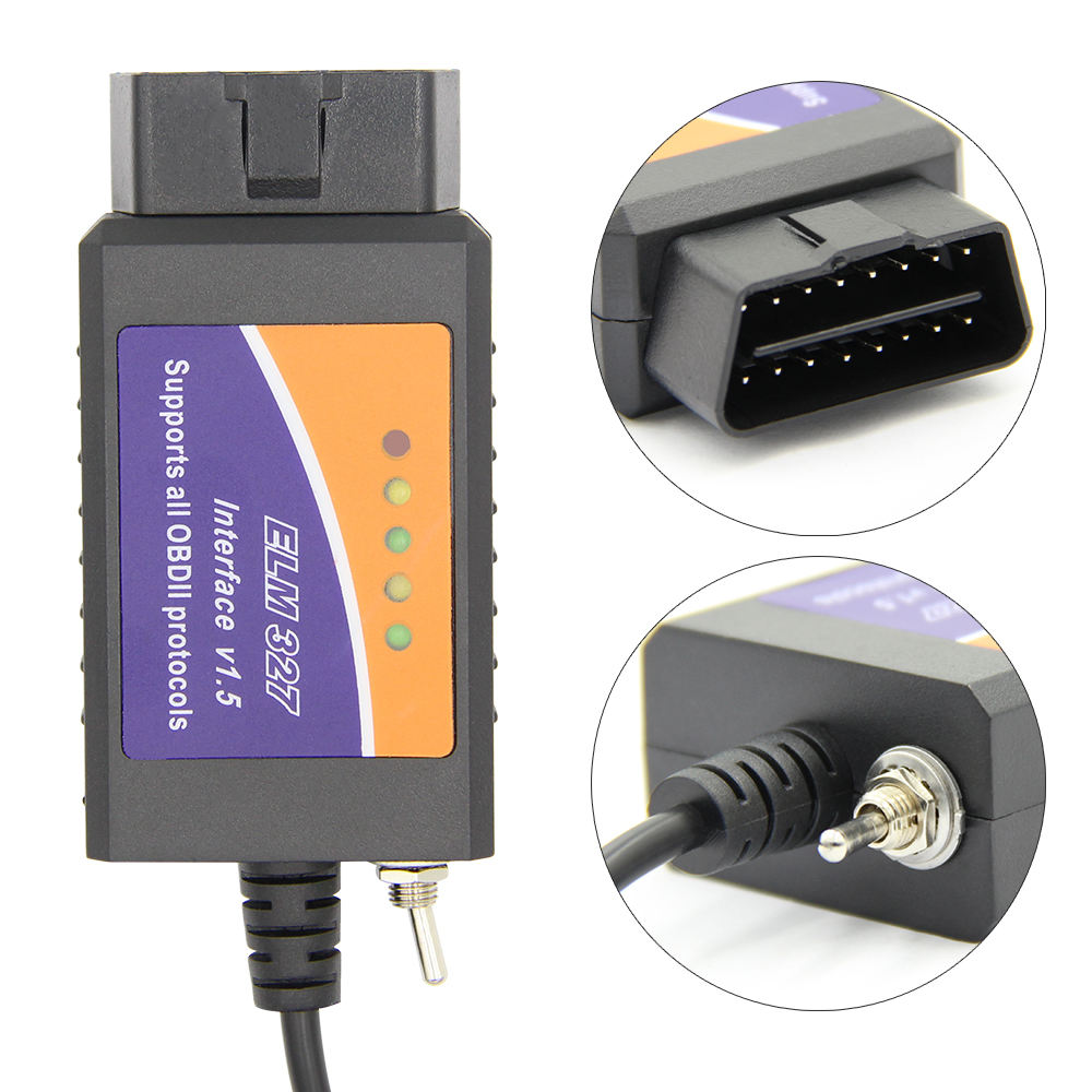 ELM327 USB Professionell Diagnoskabel Med Switch V1.5 OBD2