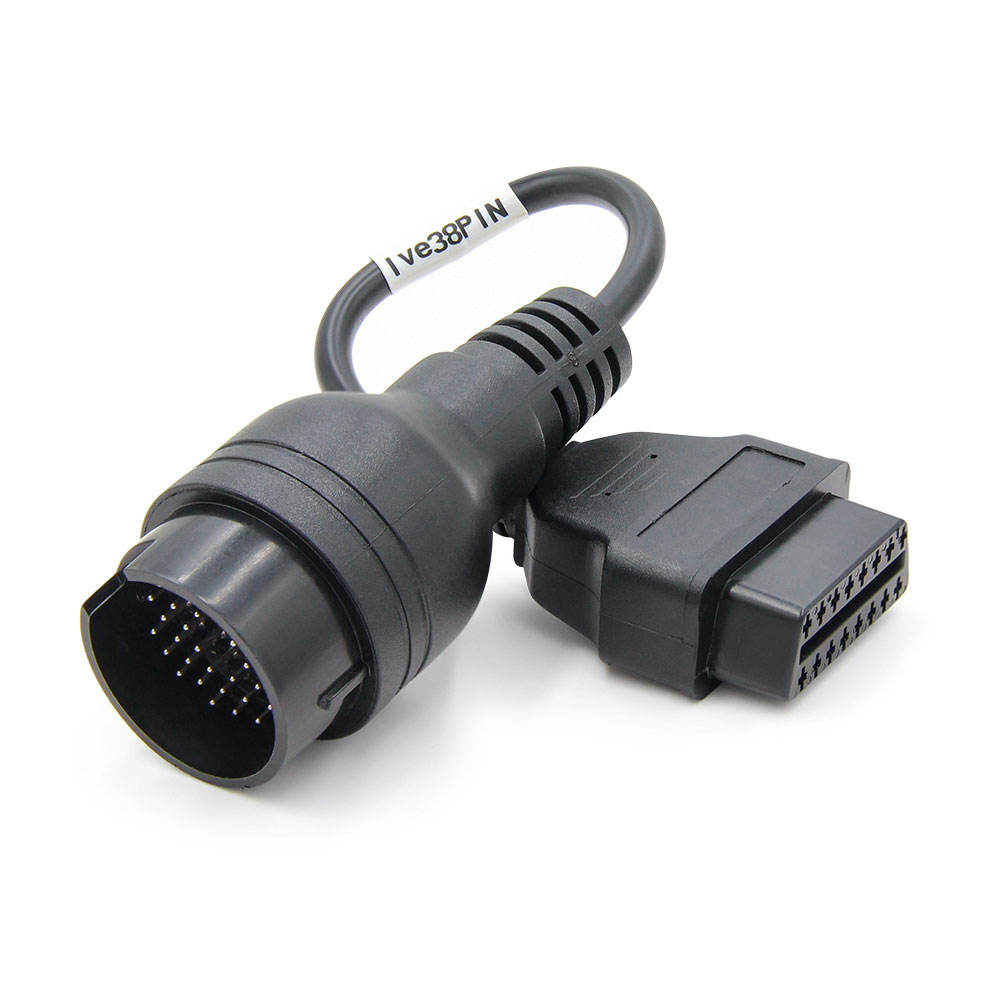 Truck OBD2 Adapter 38 Pin Connector for Iveco Male to OBD2 16Pin Female