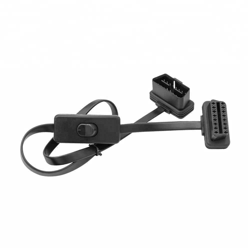 16-pin Flat OBD2 Förlängningskabel 60cm med Switch