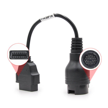 Truck OBD2 Adapter 38 Pin Connector for Iveco Male to OBD2 16Pin Female