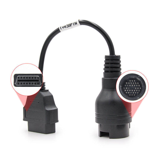 Truck OBD2 Adapter 38 Pin Connector for Iveco Male to OBD2 16Pin Female
