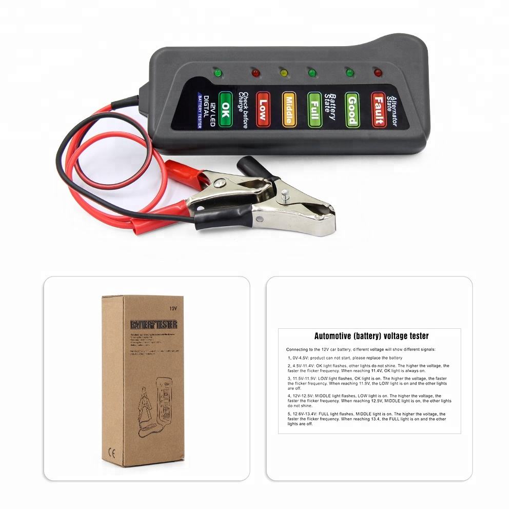 Bärbar 12V Digital Batteritestare för Bil och Motorcykel