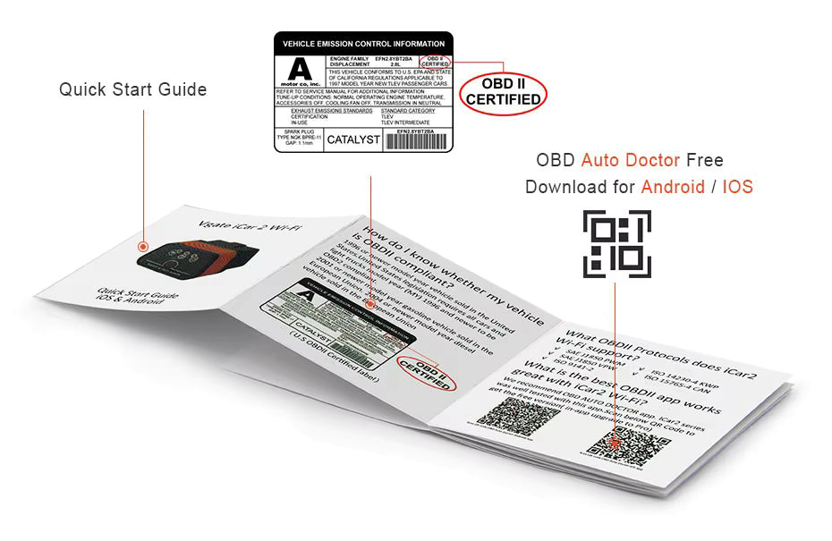Vgate iCar 3 WiFi – ELM327 V2.2 OBD2 Diagnosverktyg (iOS/Android/Windows) Felkodsläsare