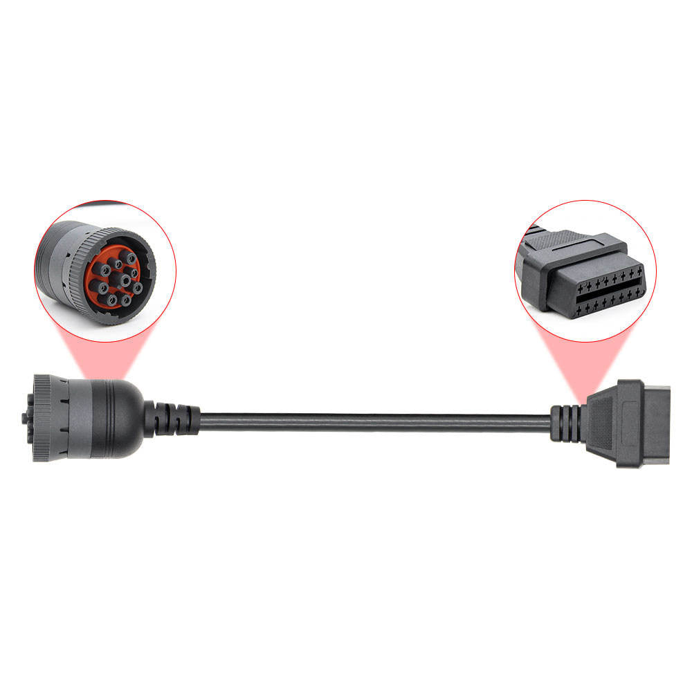 OBDII J1939 9Pin Diesel till OBD2 16Pin Adaptern