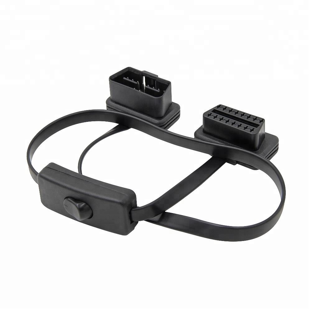 16-pin Flat OBD2 Förlängningskabel 60cm med Switch