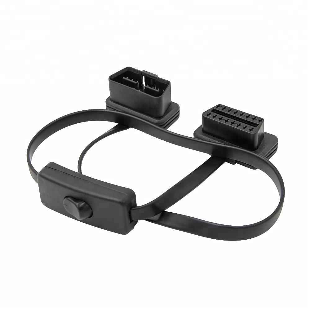 16-pin Flat OBD2 Förlängningskabel 60cm med Switch