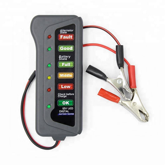 Auto Batteritest 12V Digital Bilbatteritestare med Alternator och 6 LED-lampor