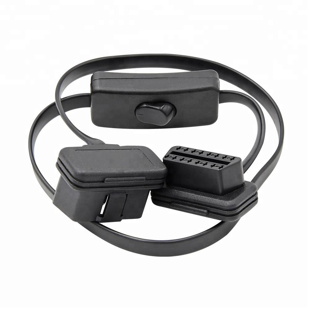 16-pin Flat OBD2 Förlängningskabel 60cm med Switch