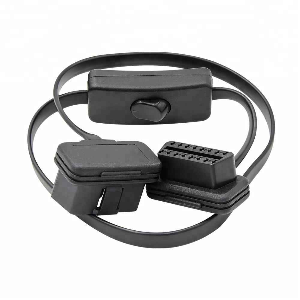 16-pin Flat OBD2 Förlängningskabel 60cm med Switch