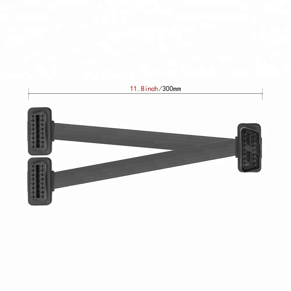 16-pin OBD2 Flat Kabel 30CM - OBD2 Anslutningskabel 2IN1