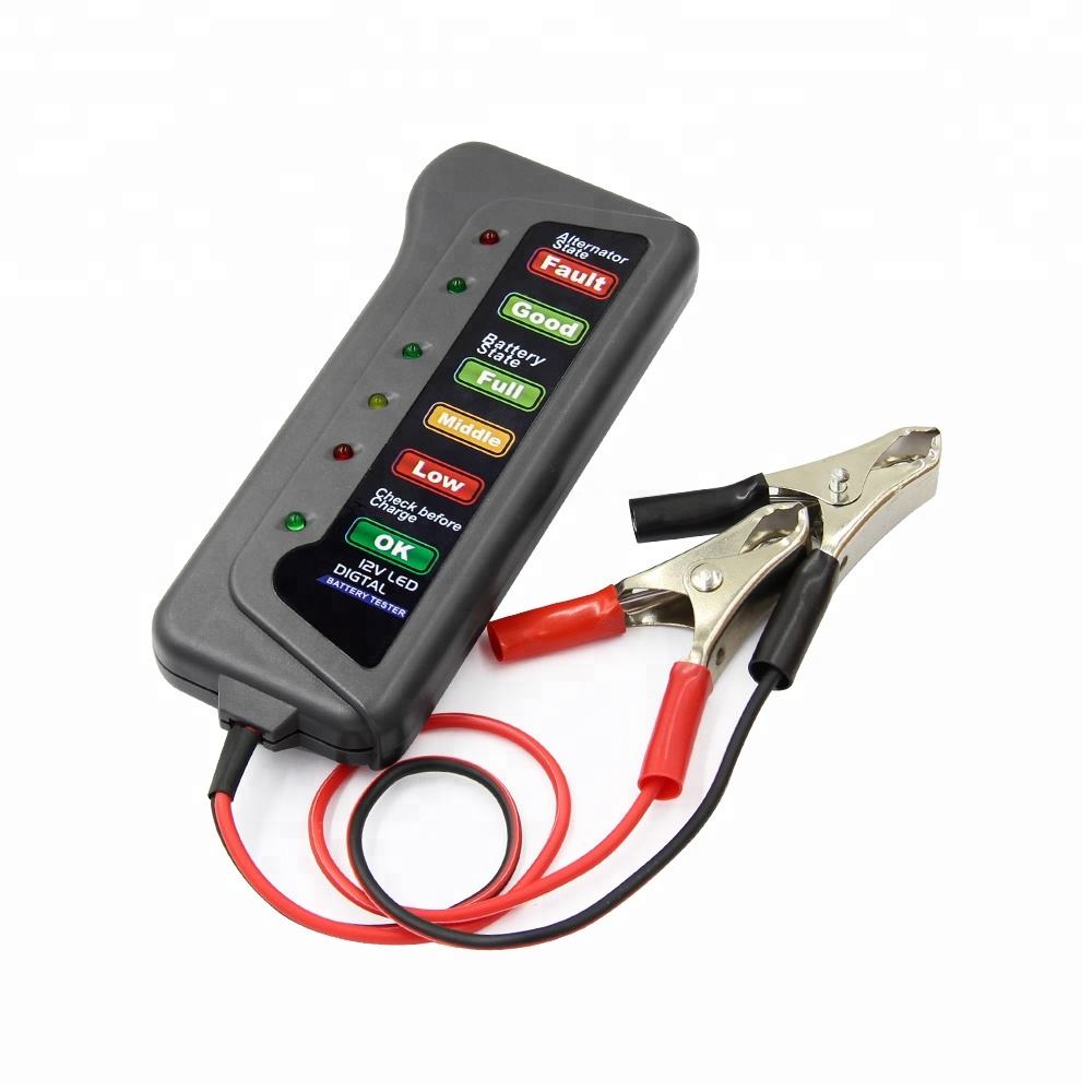 Auto Batteritest 12V Digital Bilbatteritestare med Alternator och 6 LED-lampor