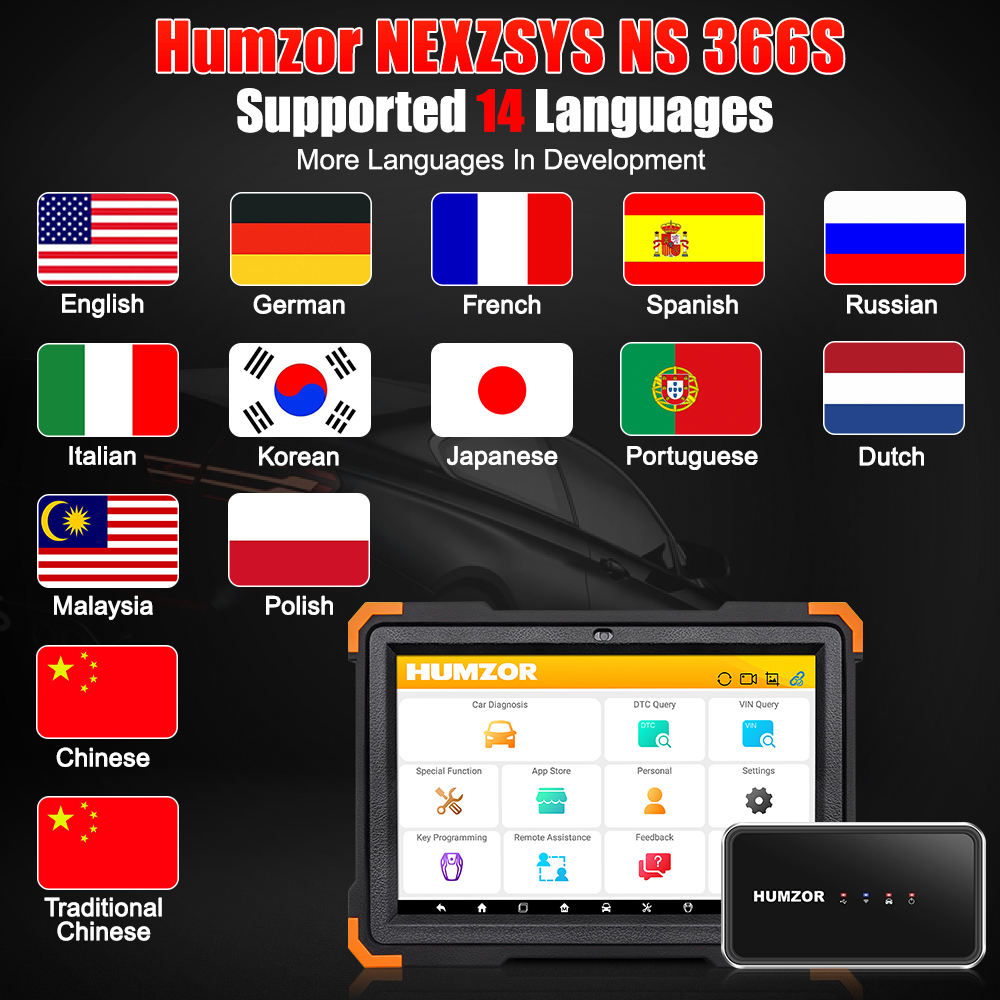 HUMZOR NexzSYS NS366S OBD2 Scanner - Professionell Bil Diagnosverktyg