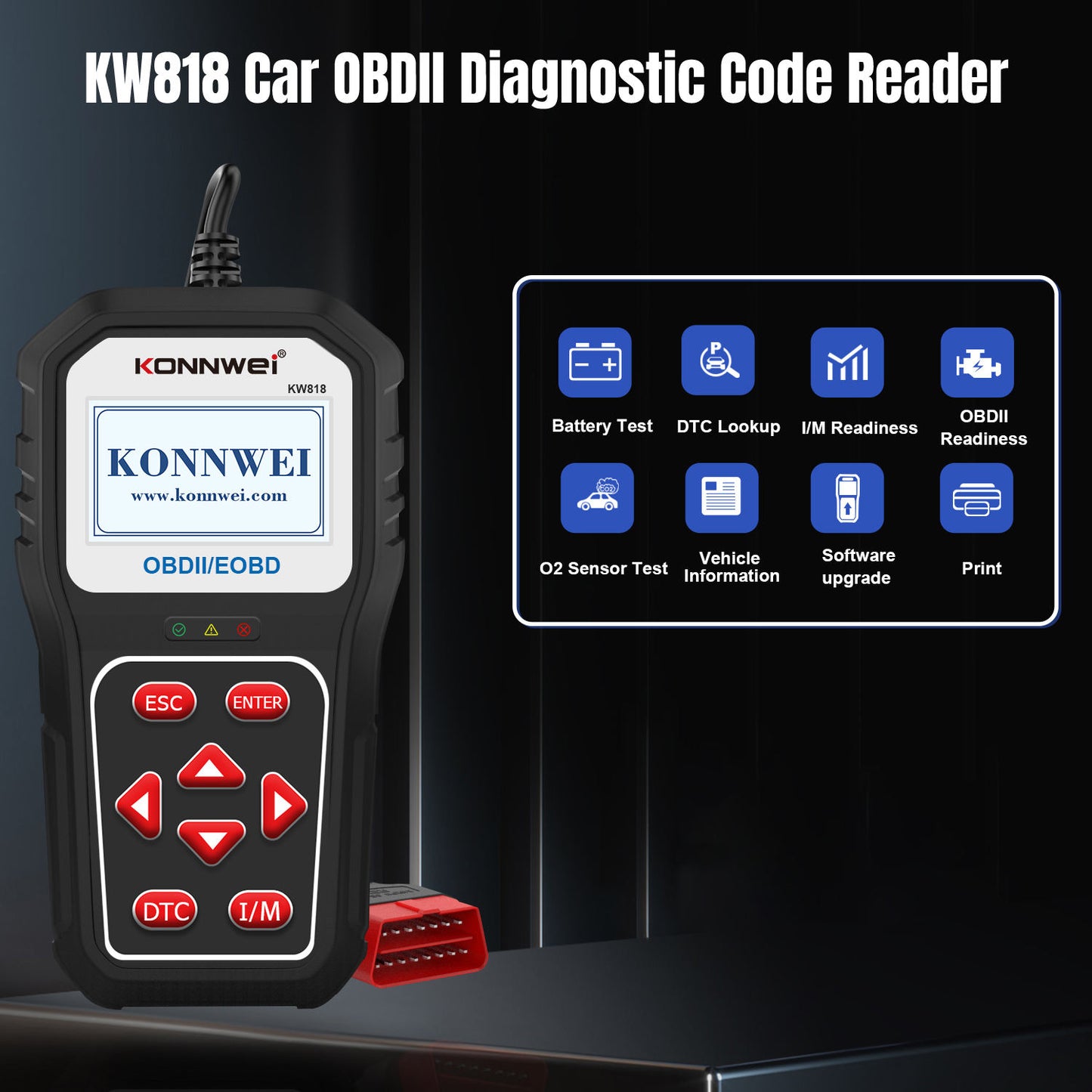 Konnwei KW818 Universell OBD2 Scanner för Bildiagnos