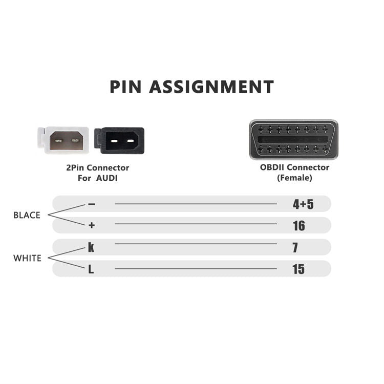 2 X 2pin för Audi till OBD2 16Pin Connector