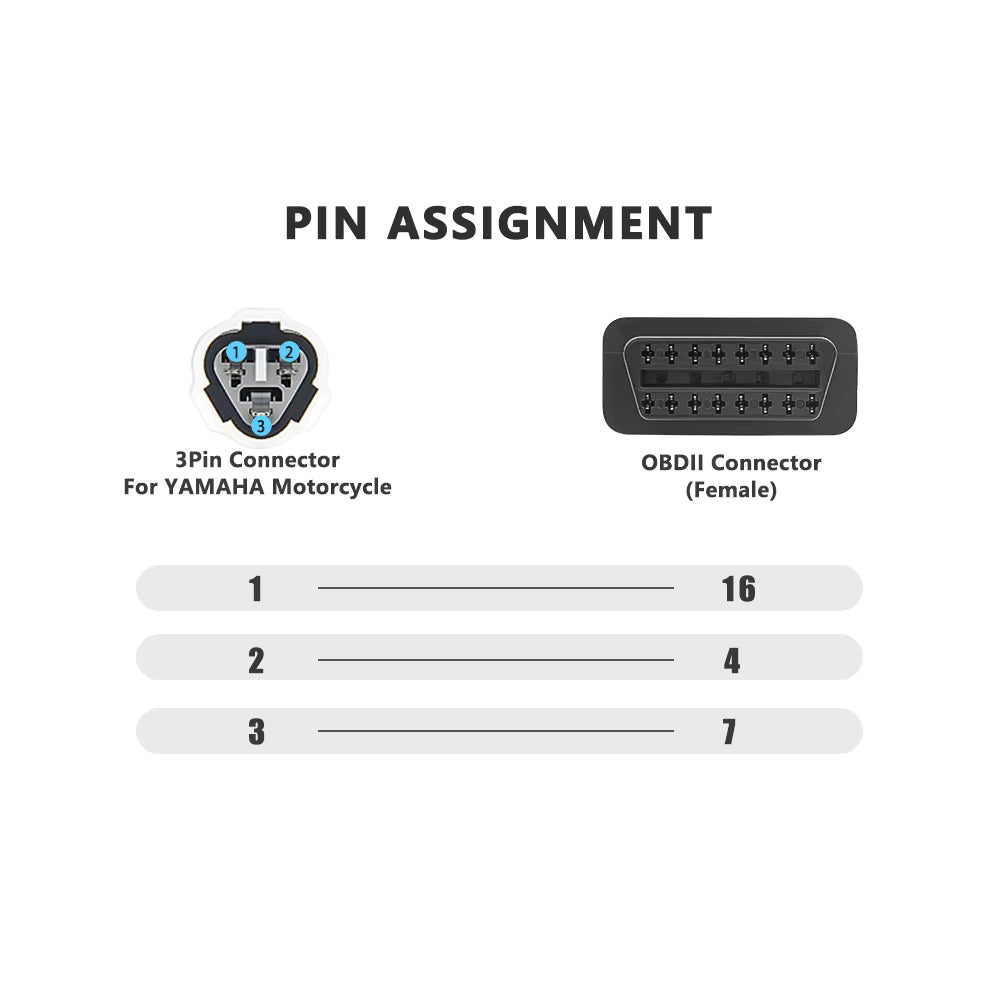Yamaha 3-pin till OBD2 16-pin adapterkabel