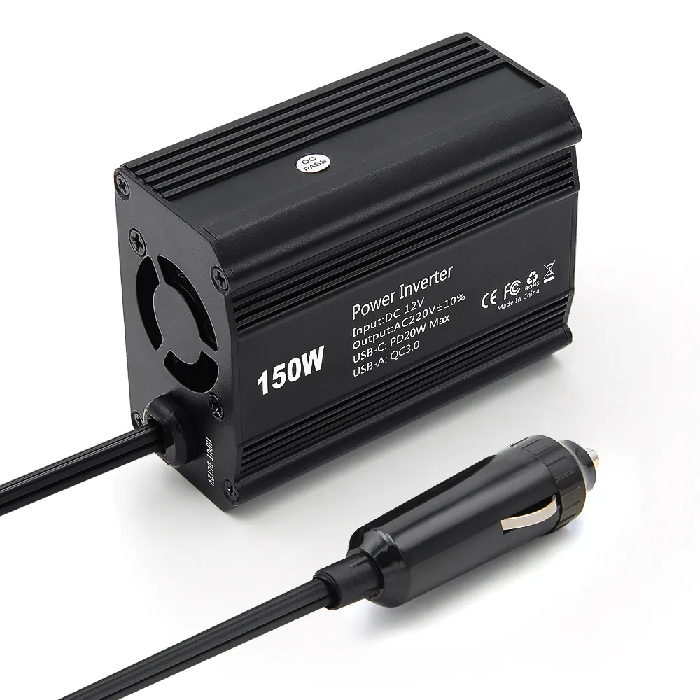 150W Bilomvandlare med Typ-C PD och USB QC3.0