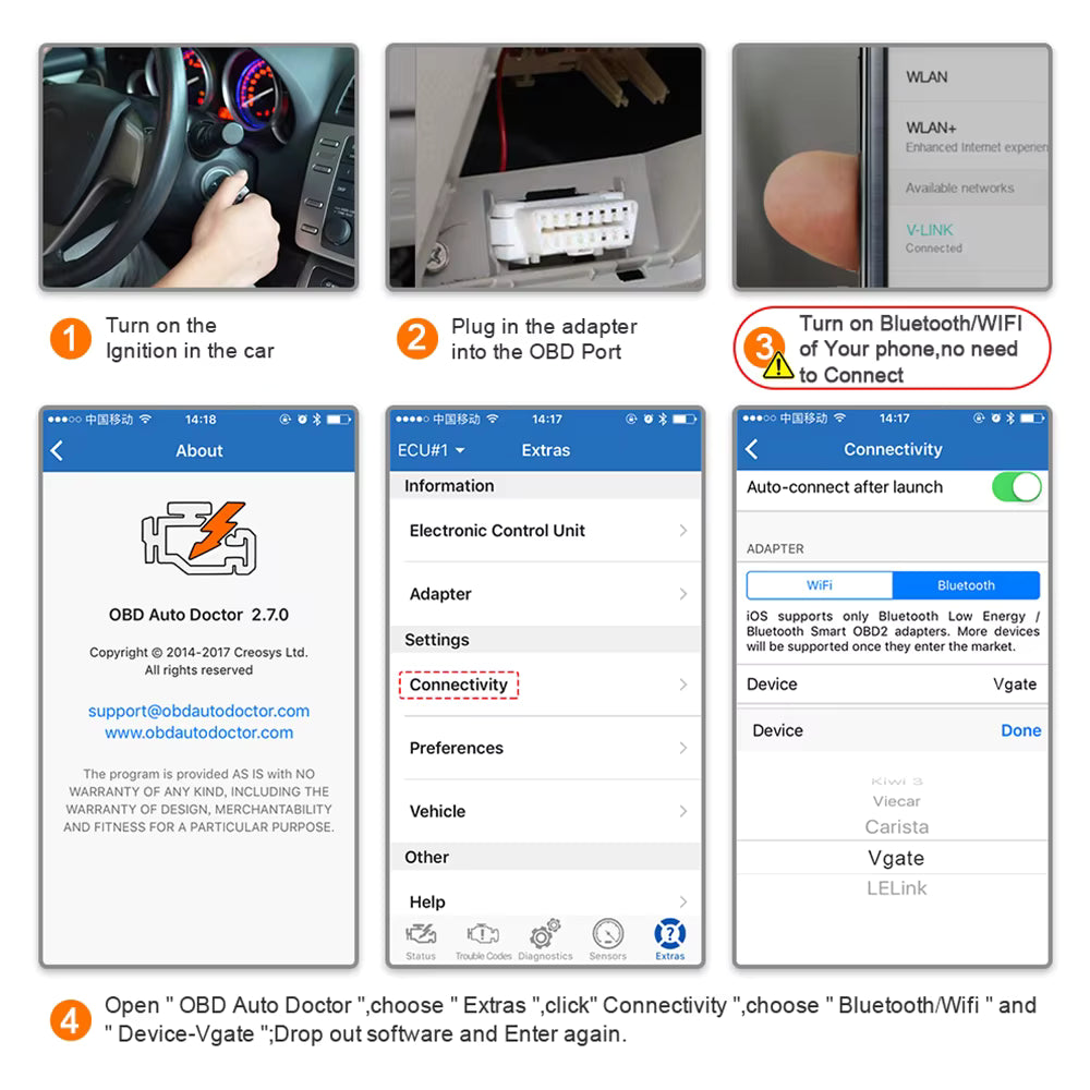 Vgate iCar 3 WiFi – ELM327 V2.2 OBD2 Diagnosverktyg (iOS/Android/Windows)