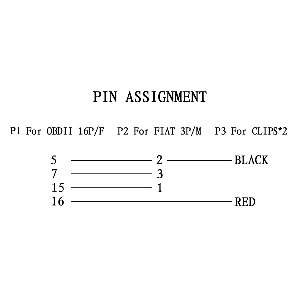 OBD1 till OBD2 3-Pin Adapterkabel för Fiat, Alfa Romeo &amp; Lancia – 16 Pin Diagnoskabel