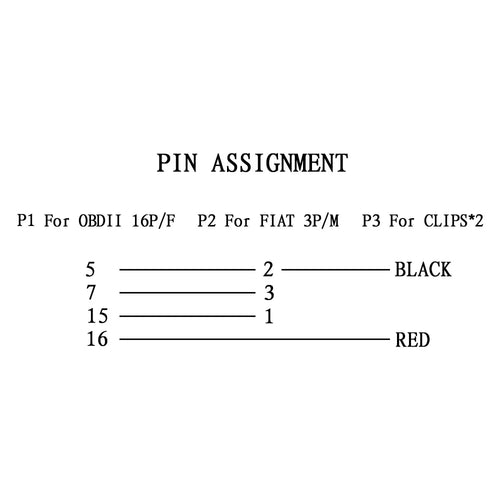 OBD1 till OBD2 3-Pin Adapterkabel för Fiat, Alfa Romeo & Lancia – 16 Pin Diagnoskabel - Felkodsläsare