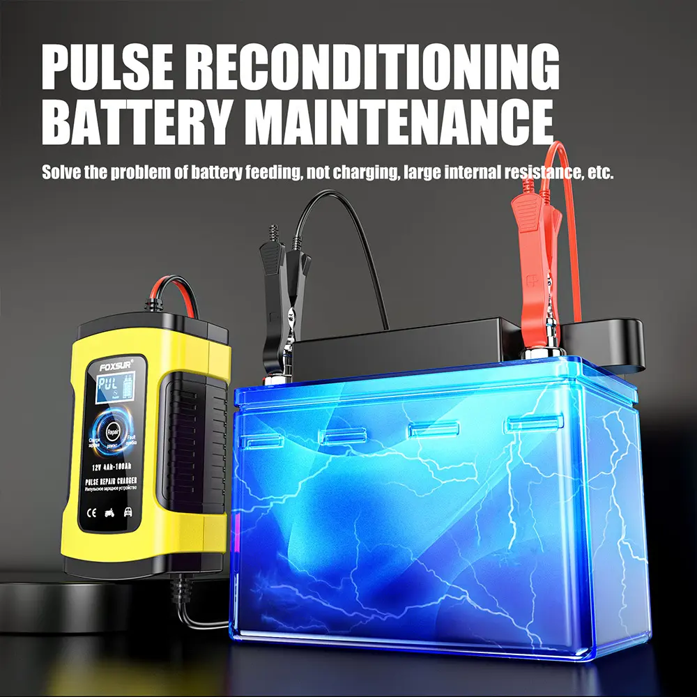 Mini Portable LCD 12V Bilbatteriladdare 12V 5A