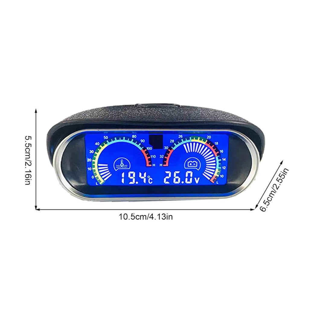 2-i-1 LCD Vattentemperaturmätare &amp; Voltmeter – Digital 12 V/24 V med 10 mm Sensor Tillbehör