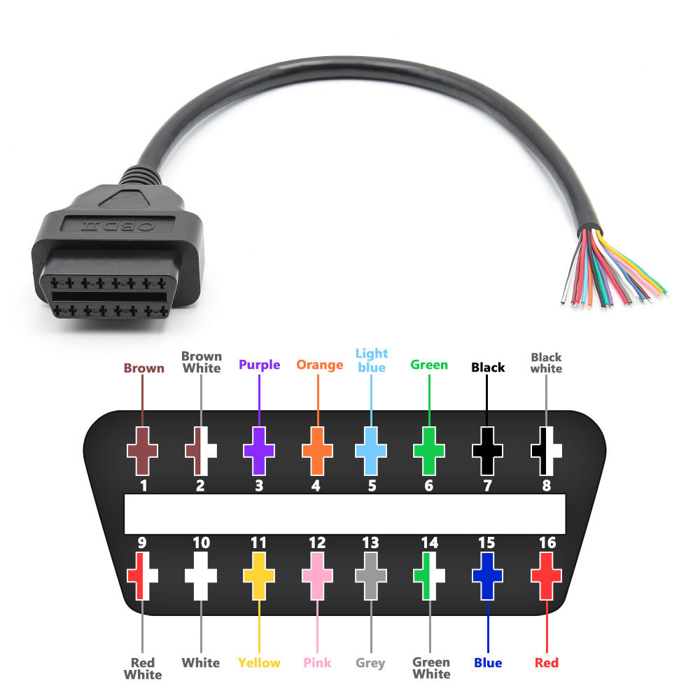 OBD2 16 Pin Female Connector till DIY Förlängningskabel