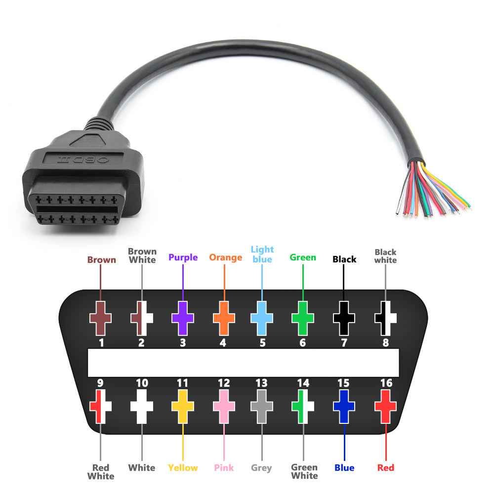 OBD2 16 Pin Female Connector till DIY Förlängningskabel