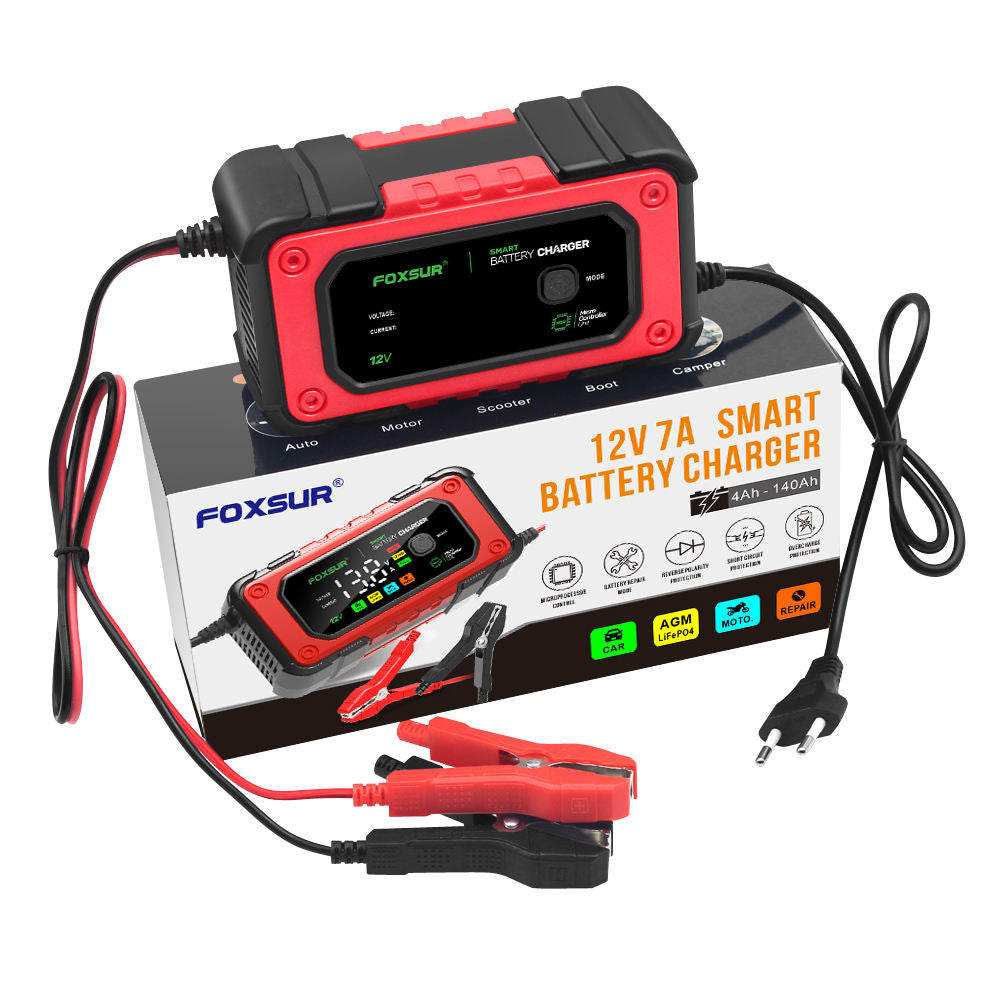 FOXSUR FBC1207E 12V/7A Smart Batteriladdare Tillbehör