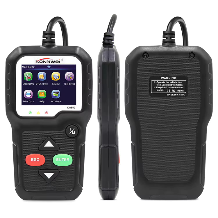 KONNWEI KW680 OBD2 Scanner – Läs & Radera Felkoder med Live-data & Batteriövervakning Felkodsläsare