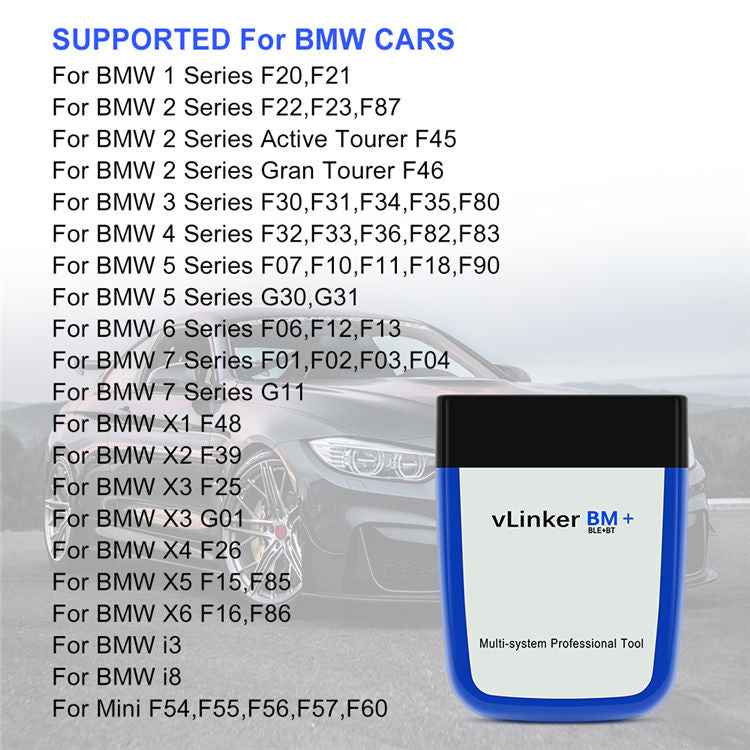 Vgate VLinker BM+ Trådlös BT4.0 OBD2 Kodläsare för Android iOS