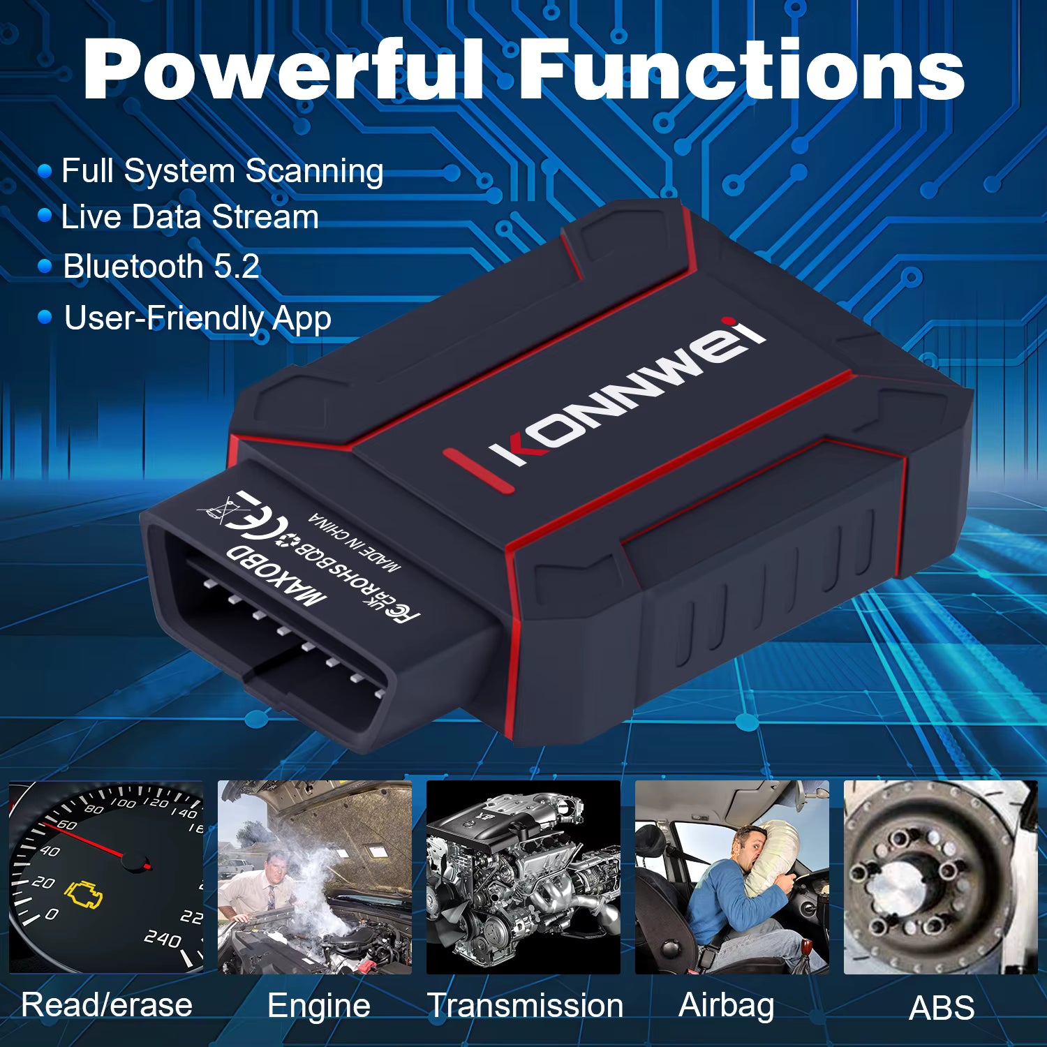 KONNWEI MAXOBD BT5.2 OBD2 Scanner – Full Systems & App