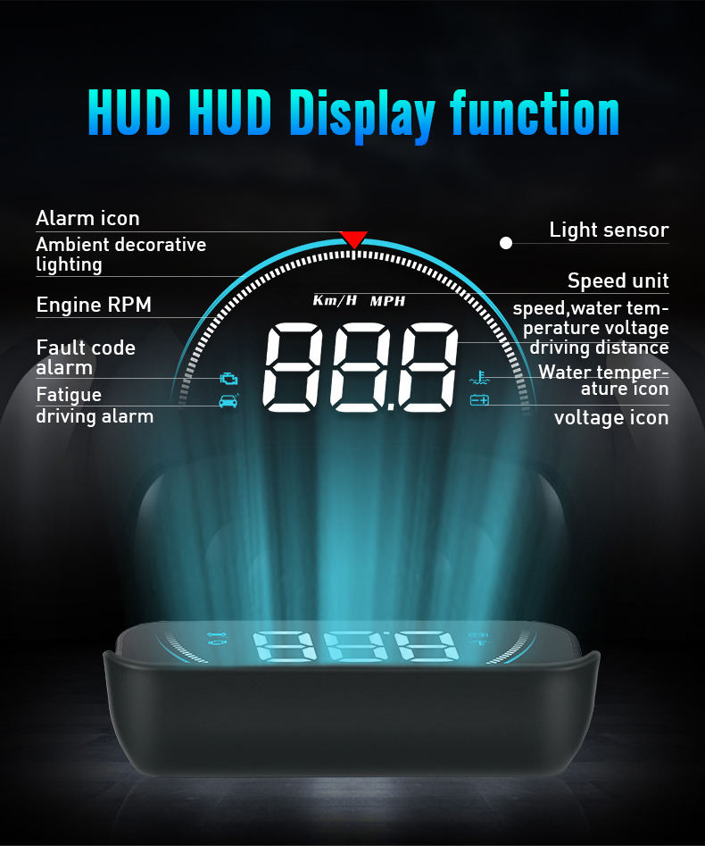 Färgglad Universell HUD Display OBD M8 3.5 tum