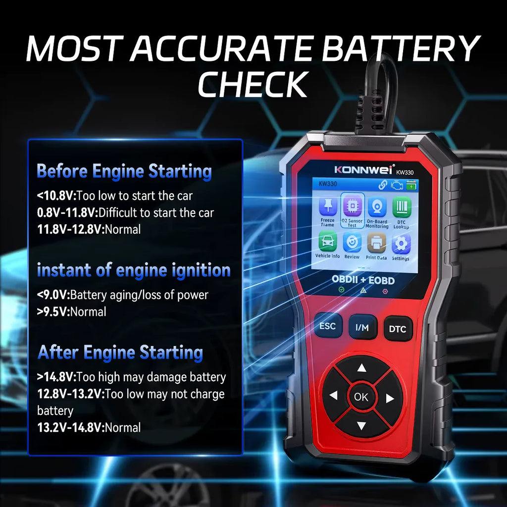 KONNWEI KW330 – OBD2/EOBD felkodsläsare (Enhanced Handheld Automotive Engine Analyzer) - Felkodsläsare