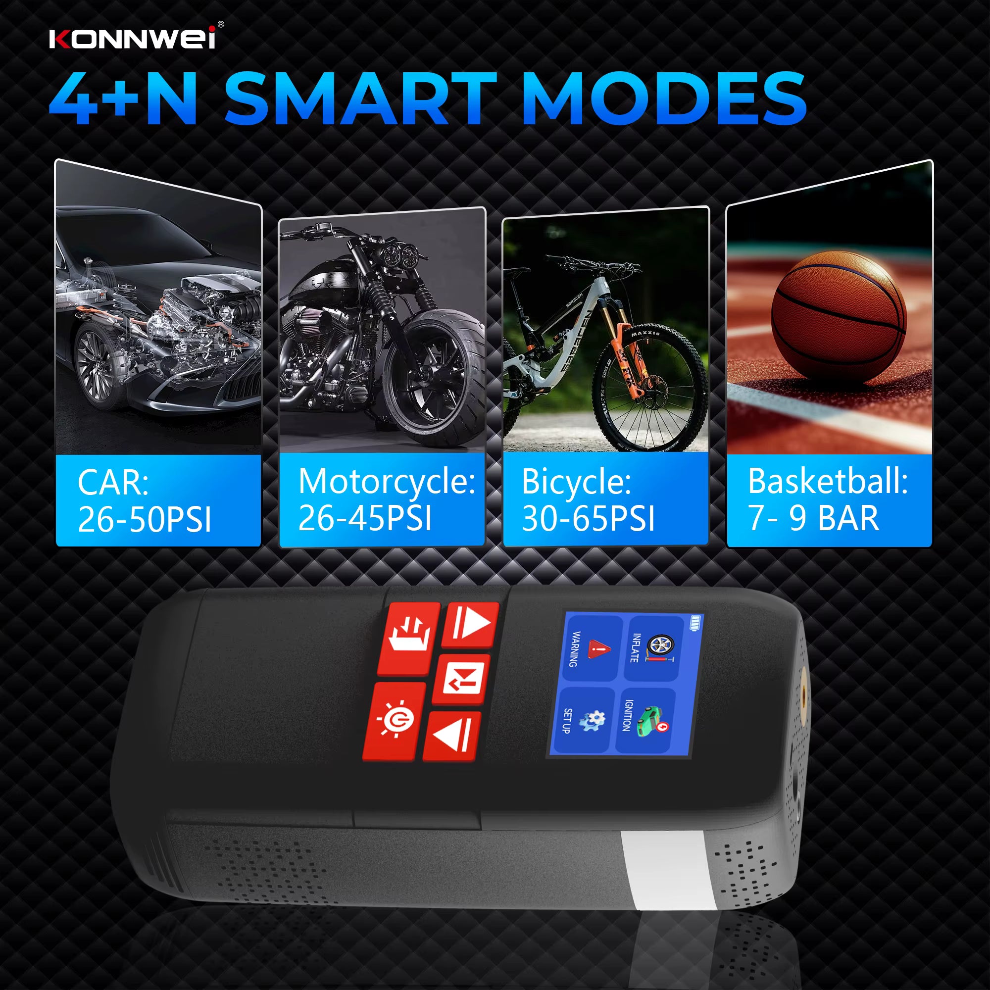 KONNWEI SA500 2000A 12V – startbooster med kompressor + powerbank