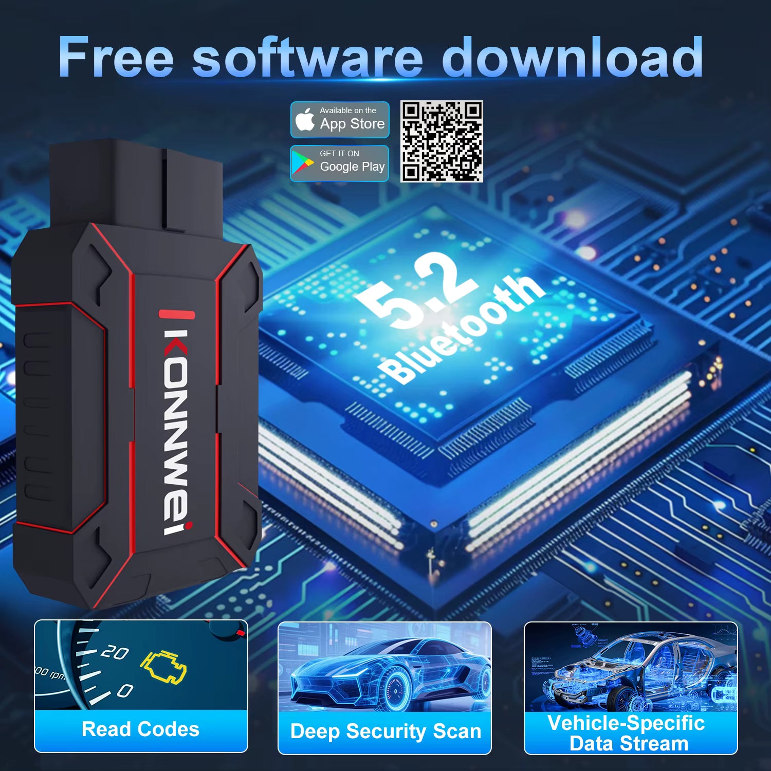 KONNWEI MAXOBD BT5.2 OBD2 Scanner – Full Systems & App