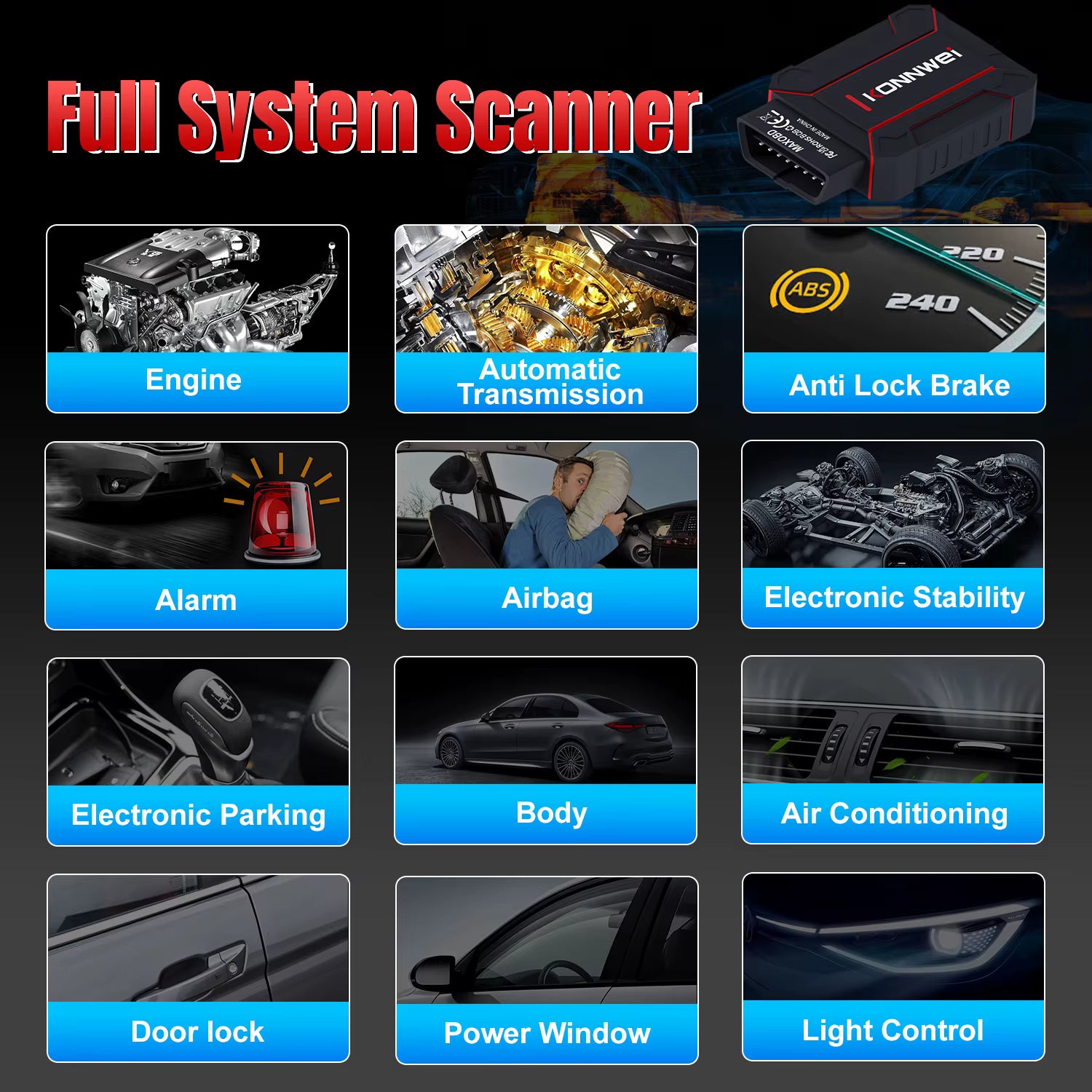 KONNWEI MAXOBD BT5.2 OBD2 Scanner – Full Systems & App