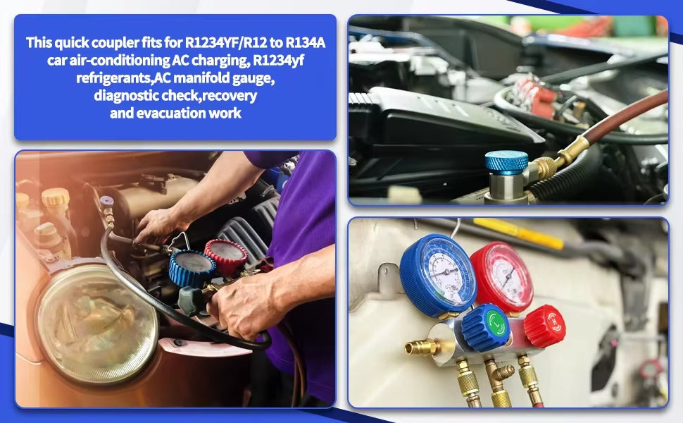 R1234YF till R134A lågtryckssnabbkoppling för bilens AC-system