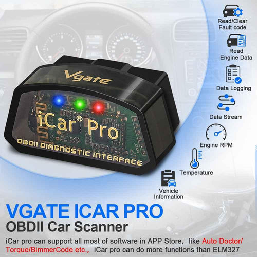 Vgate iCar Pro BT 4.0 OBD2 Bilscanner – ELM327 V2.3, Stöd för iOS & Android - Felkodsläsare