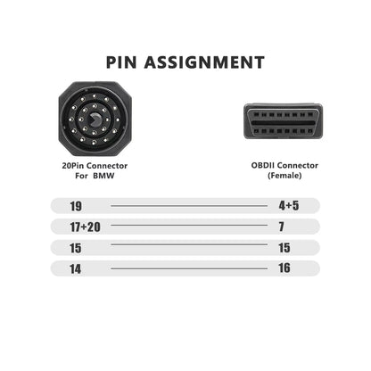 Adapterkabel - BMW 20-pin male till OBD2