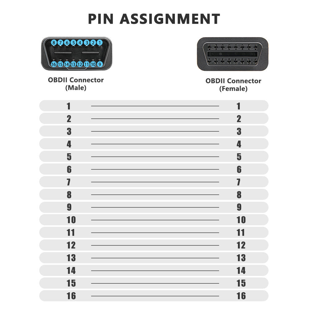 100CM OBD2 Förlängningskabel Adapter Han till Hona 16pin OBDII