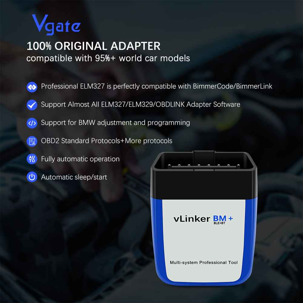Vgate VLinker BM+ Trådlös BT4.0 OBD2 Kodläsare för Android iOS