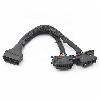 30cm OBD2 Elbow Extensionkabel med 1 hane till 2 honor
