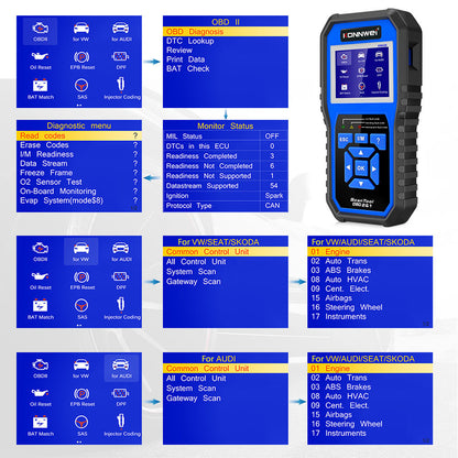 KONNWEI KW450 Full System OBD2 Scanner för VW och Audi