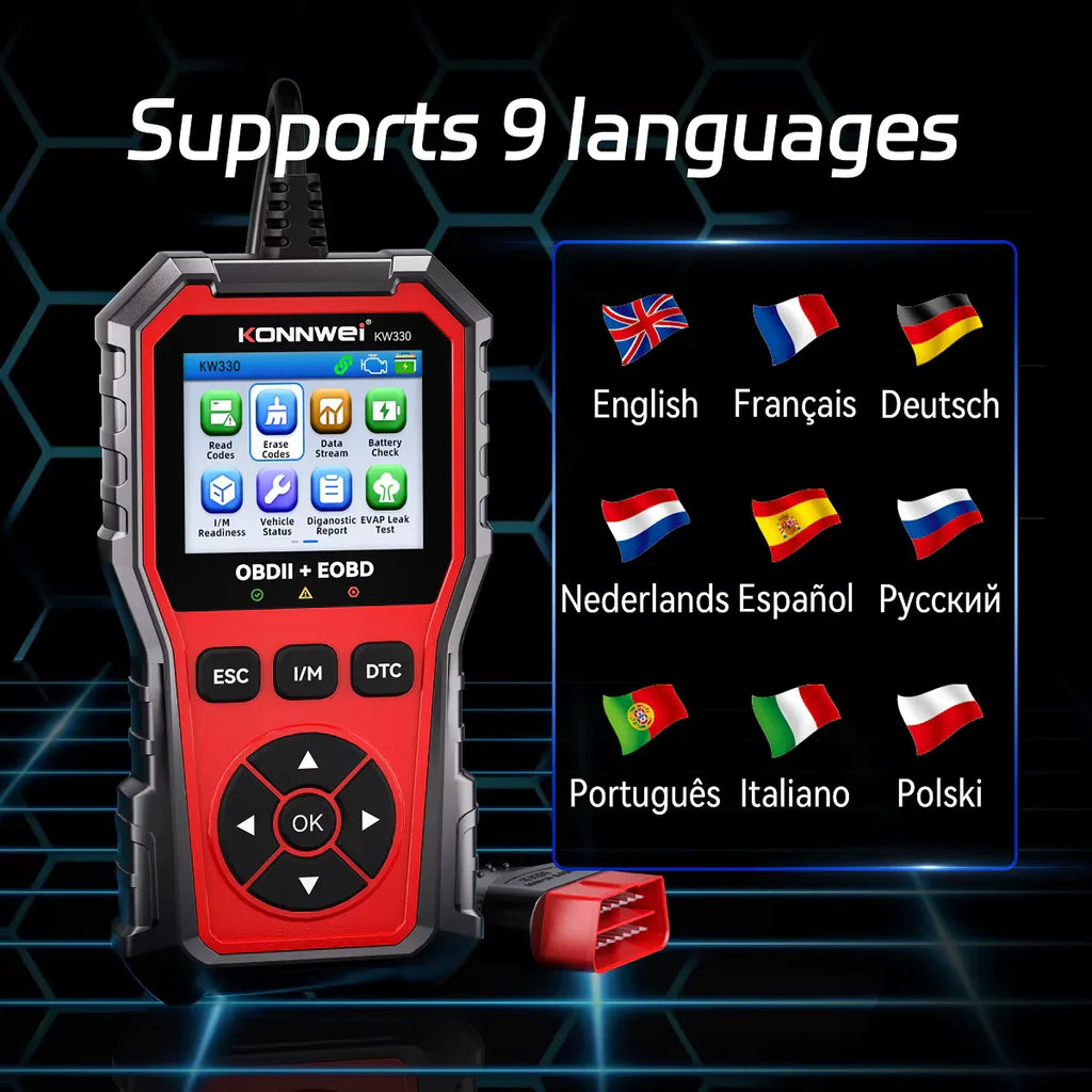 KONNWEI KW330 – OBD2/EOBD felkodsläsare (Enhanced Handheld Automotive Engine Analyzer) - Felkodsläsare