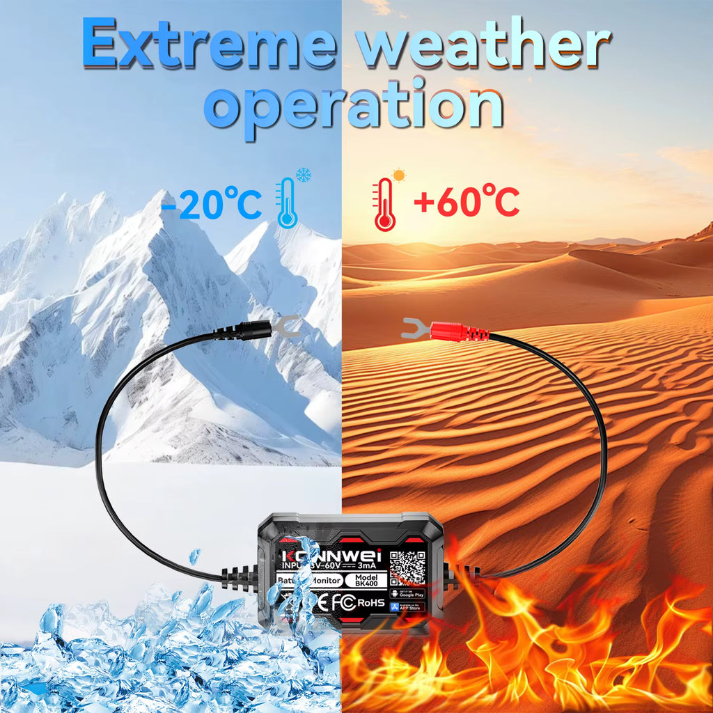 KONNWEI BK400 6-i-1 Bluetooth 5.2 Batterimonitor 3–60V – för 6V/12V/24V/48V