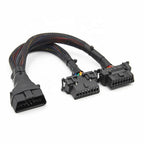 30cm OBD2 Elbow Extensionkabel med 1 hane till 2 honor Adapterkabel