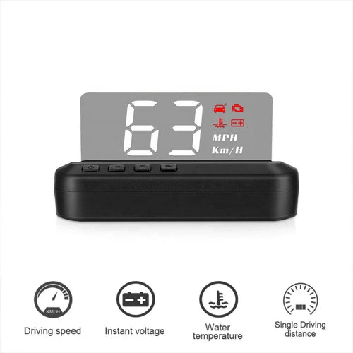 3 Tum C100 Speedometer Alarm Bil HUD Trådlös Head - Up Display OBD2 - Felkodsläsare