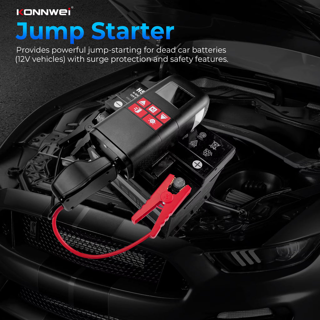 KONNWEI SA500 2000A 12V – startbooster med kompressor + powerbank